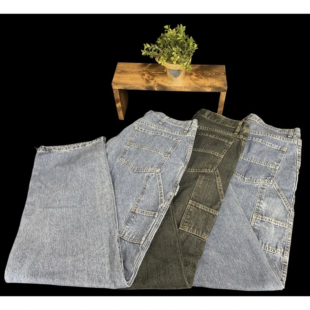 Bailey's Pt Carpenter Jeans Men's 33x34 Blue Denim Utility Work Pants Cotton